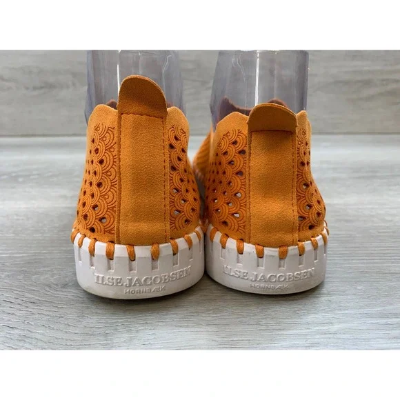 Ilse Jacobsen Women's Sneakers Hornbaek Tulip 139 Orange Laser Cut 7 Slip On - Picture 4 of 10